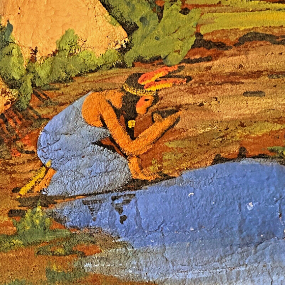 Vintage Tie Holder Native American Scene Leather Souvenir Pendleton Oregon - Picture 4 of 14